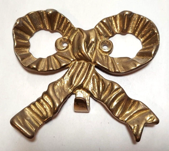 Vintage Bombay Company Solid Brass Ribbon Hook Wall Door Wreath Hanger/Holder