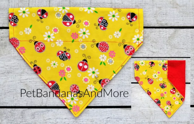 Dog Bandana Ladybug Daisy Summer Lady Bug Over The Collar Cat Scarf Yellow XS-XL