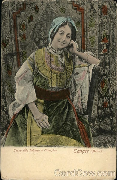 Morocco Tangier Young Girl Dressed as A Native Postcard Vintage Post Card