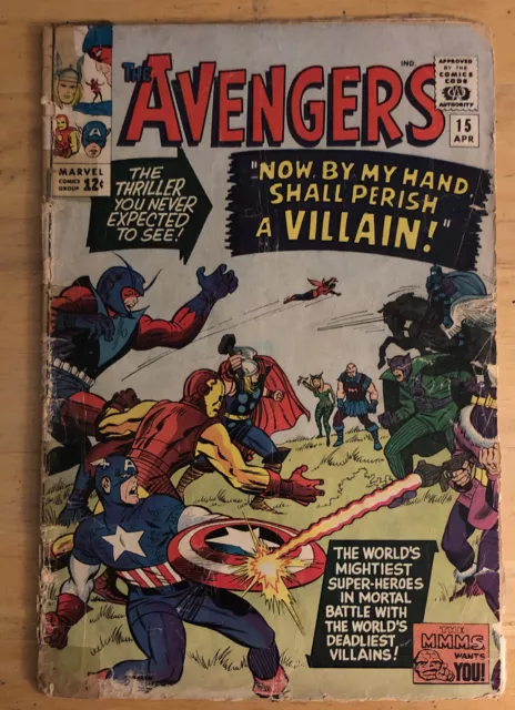 Avengers #15; Giant Man Thor Captain America Death Baron Zemo; Spider-Man #24 Ad