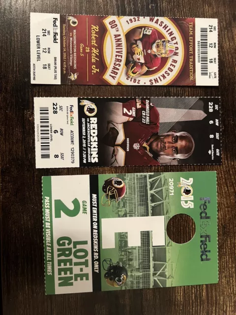 washington redskins tickets Rare Collectible as tickets are becoming obsolete