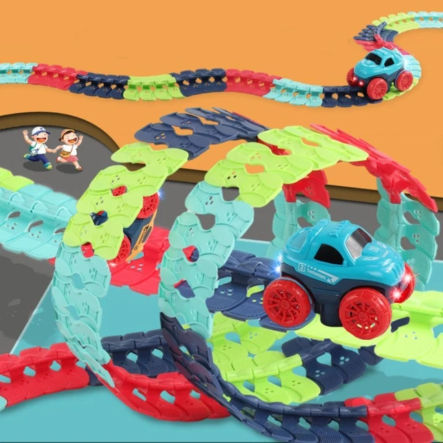 Toy Building Blocks Car Model Racing Vehicle Rail Car Kids Toys Roller Coaster