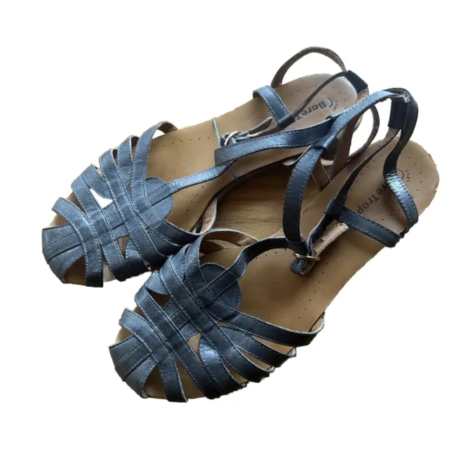 BareTraps Ellary Fisherman T-Strap Leather Sandals Womens Size 8M Buckle