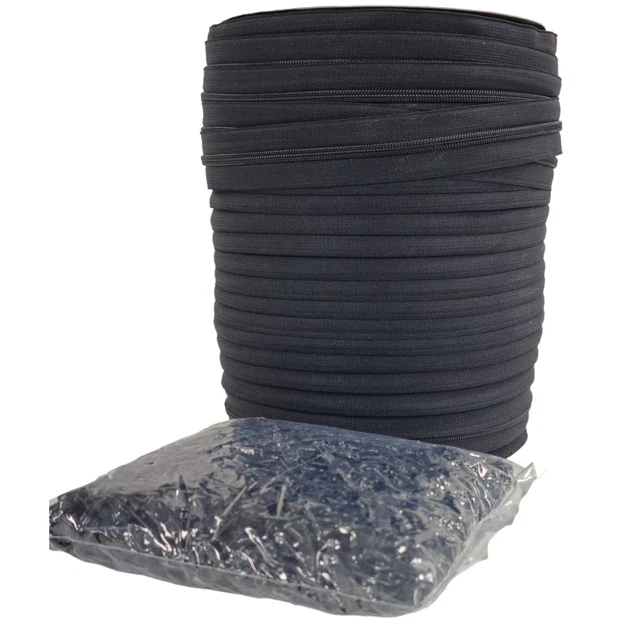 BLACK CONTINUOUS ZIP No5 Nylon chain and Autolock sliders Upholstery