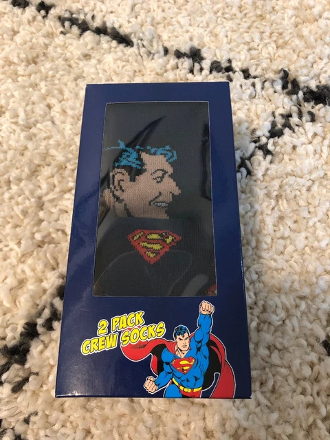 2 Pairs Of Superman Socks Dc Comics Adult Mens Size 8-13 Superhero New Nwt