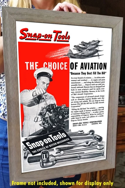 Vintage Posters Snap-On Tools 1943 Aviation Tools Home Wall Art 24x36 in Matte