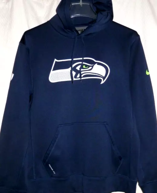 Nike Therma Fit Seattle Seahawks NFL Hoodie Sweatshirt Men’s Sz Medium Navy Blue