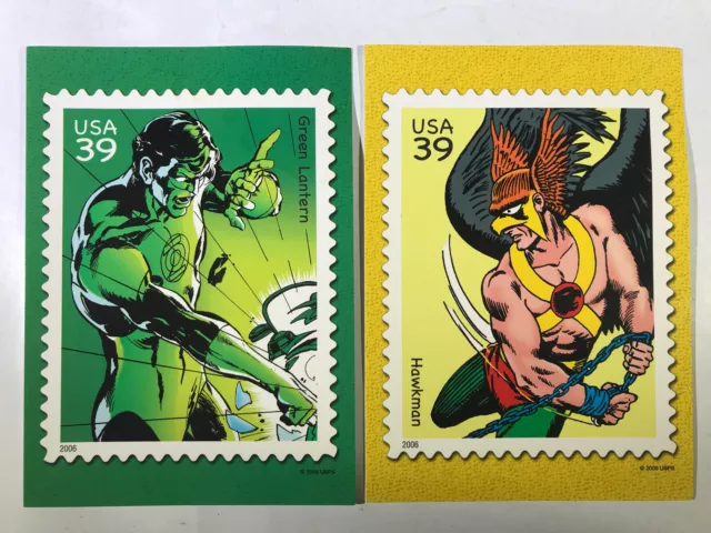 2005 DC Comics USPS Postcards Lot Of Two Green Lantern Hawkman Neal Adams