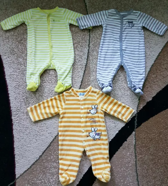 Lot of 3 Carters Baby Boy Girl Footed outfit bodysuit Happy Kids Velour 3 month