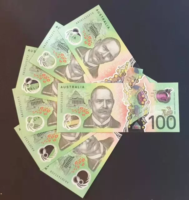 🔥1X Consecutive Serial Number Australian AA 2020 $100 Dollars Banknote 🎖UNC