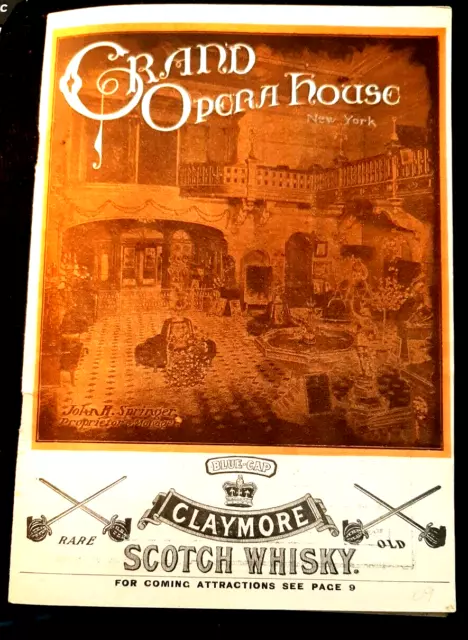 1909 F. Ziegfield Jr. GRAND OPERA HOUSE Theatre program NY 8th ave. & 20th st