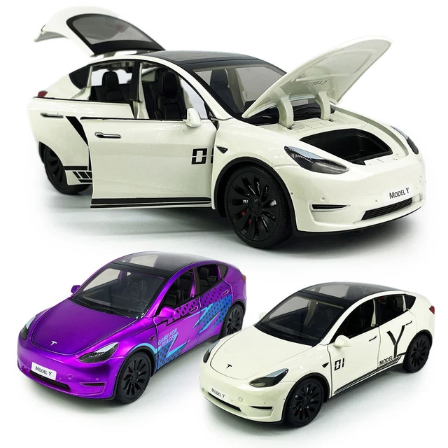 Voiture Miniature Die-cast 1:24 Blanche, Portes Ouvrantes, Avec Lumière Et Son - Neuf, Pour Enfants 3+