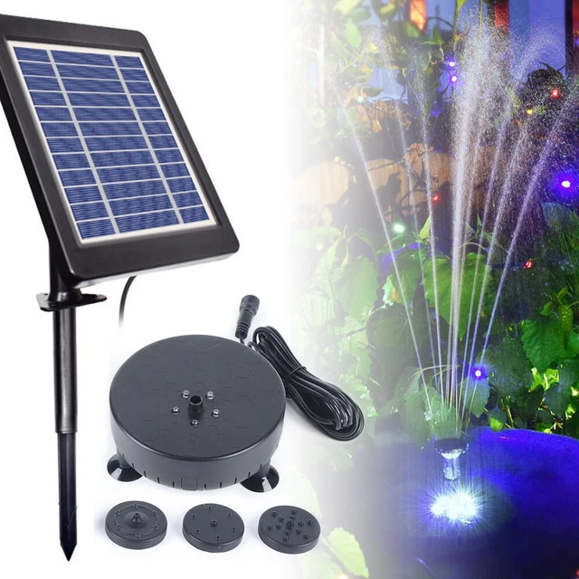 LED SOLARPUMPE MIT AKKU Gartenteich Wasserspiel Springbrunnen Pumpe 3
