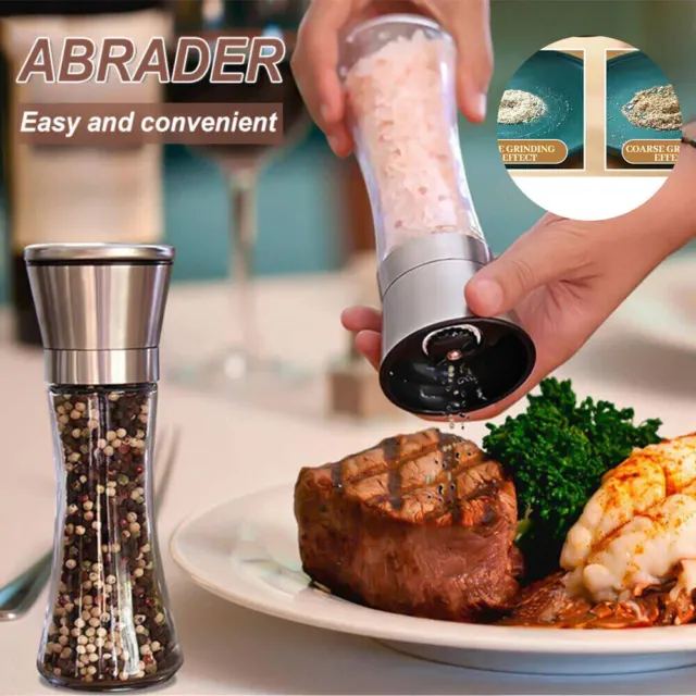 Stainless Steel Salt Pepper Grinders Manual Ceramic Mills Glass Kitchen Tools