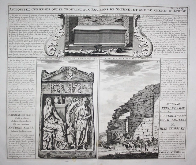 Izmir Smyrna Antiquities Ephesus Turkey Turchia Engraving Chatelain 1720