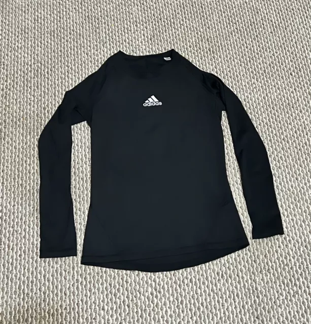 Adidas Shirt Mens Small Black Compression Long Sleeve Alphaskin Logo Active Gym