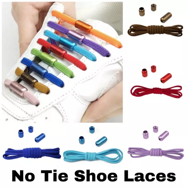 No Tie Shoe Laces Adult Kid Elastic Trainer laces Lazy Easy No-tie Shoelaces UK