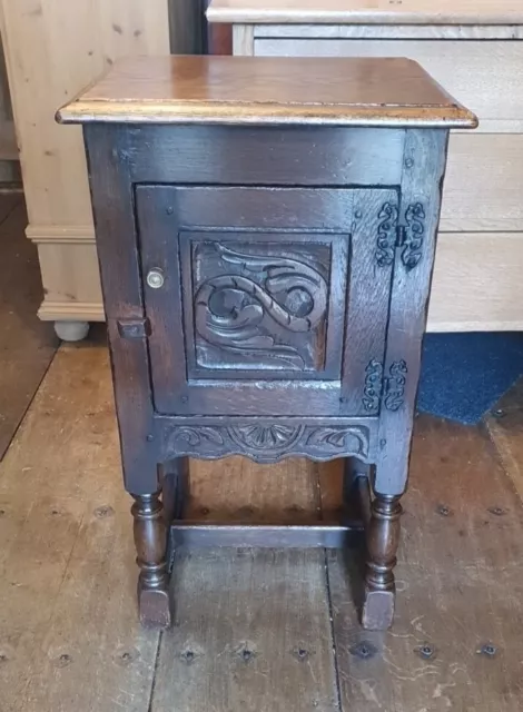 Antique Carved Oak Bedside Cabinet 44 X 39 X 76 Cms DELIVERY POSSIBLE