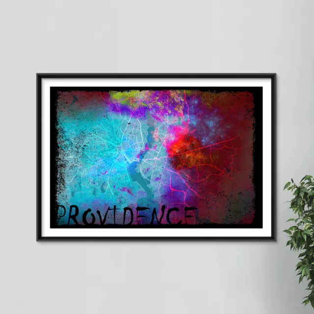 Providence, Rhode Island, USA Map "Colourboo" - Art Print Poster Gift