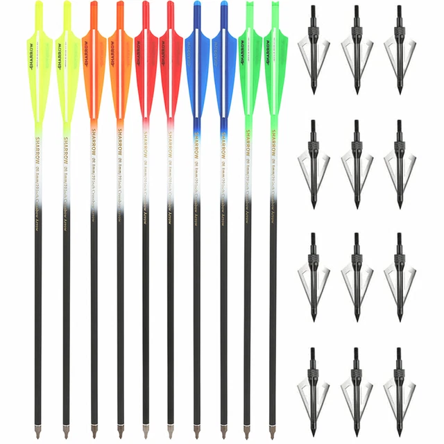 24 Virotes (flechas) De Ballesta De Carbono - 7.5 Y 15 Pulgadas, Punta De 100 Granos, Para Caza O Tiro Deportivo
