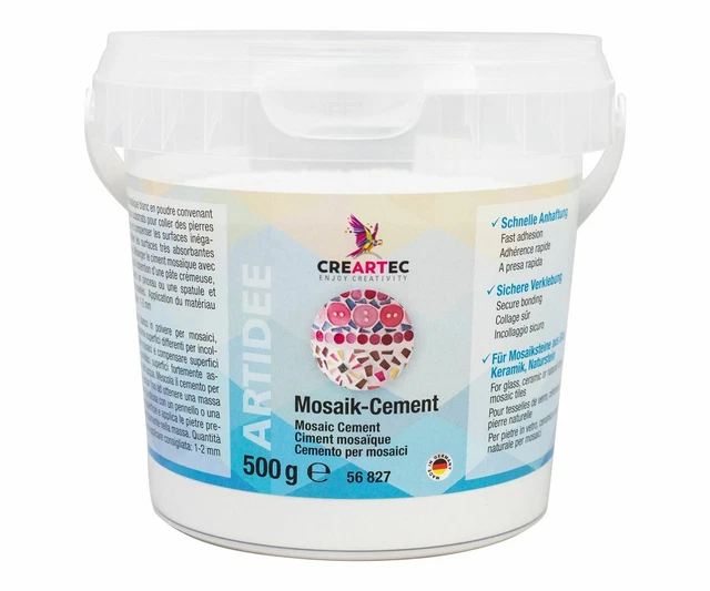 (17,90€/1kg) CREARTEC Artidee Mosaik Cement - Mörtel - weißer Zement - Made in G