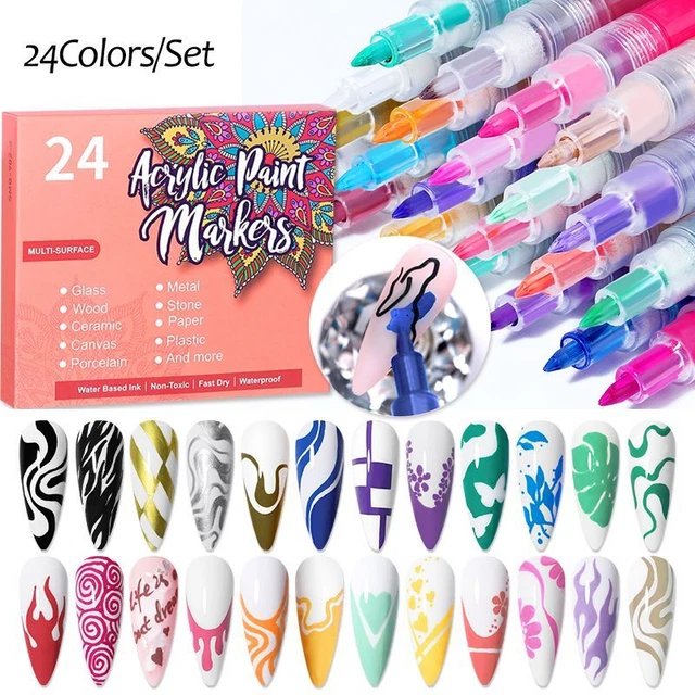 Plumas de graffiti para arte en uñas - líneas abstractas bolígrafo de uñas accesorios de arte de manicura 1 pieza Se