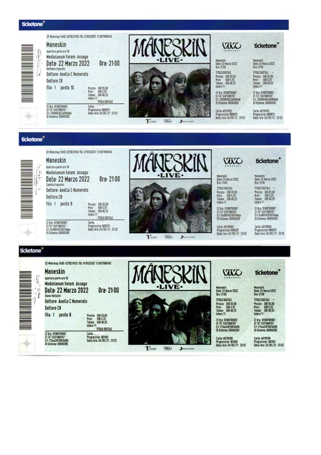 €55 cadauno biglietti concerto maneskin Assago 03/04/2023
