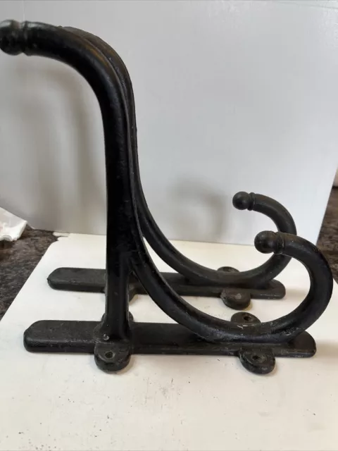 Vintage Pair Of  Cast-Iron Large Coat Hook Barn Tack Harness Hooks