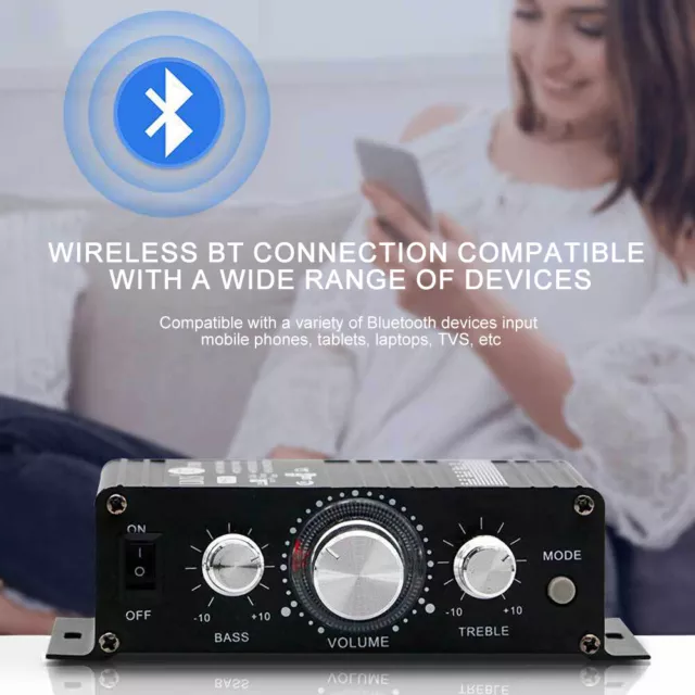 12V 400W Bluetooth HiFi Power Amplifier Mini Audio Digital Stereo FM AMP Remote