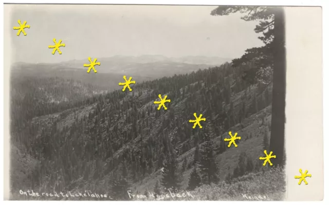 On the Road to Lake Tahoe From Hogsback c.1910 El Dorado County RPPC Highway 50