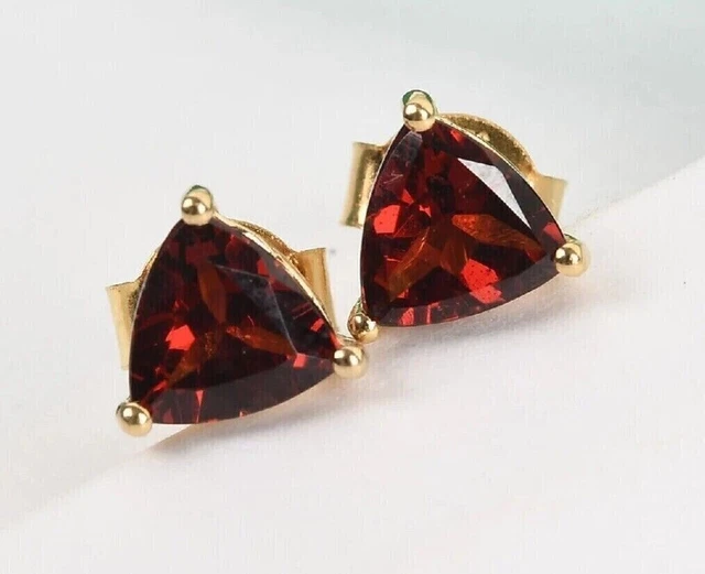 2CT Trillion Cut Lab-Created Solitaire Stud Earring 14K Yellow Gold Plated
