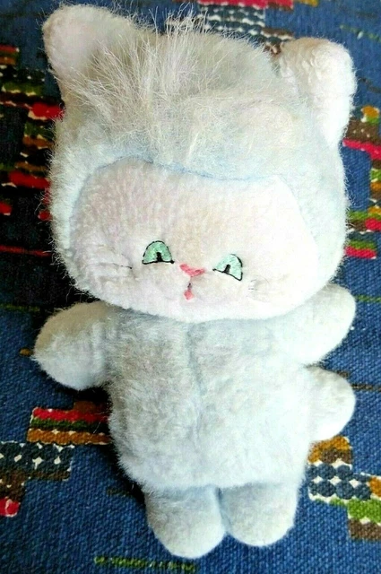 Bb3/  Doudou Peluche Vintage Chat Grelot Bleu Ciel Blanc 27 Cm  Tieno ? Ttbe