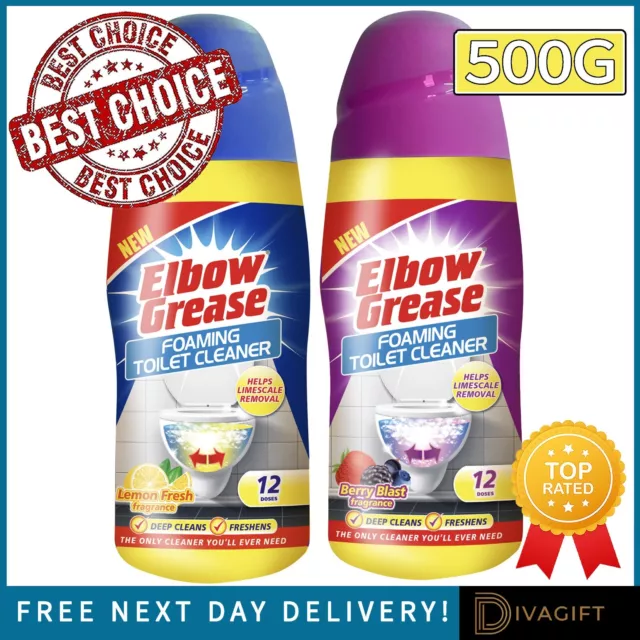 500G Elbow Grease Foaming Toilet Cleaner Limescale Remover Lemon Berry Scented