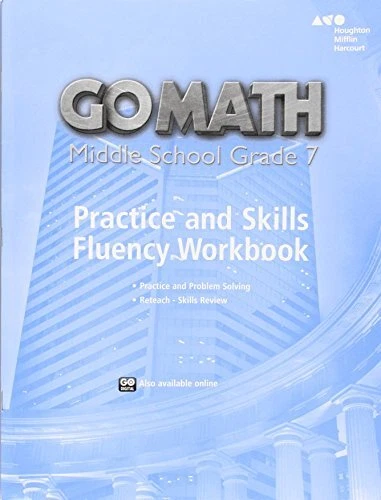 GO MATH!: PRACTICE FLUENCY WORKBOOK GRADE 7 By Houghton Mifflin Harcourt *Mint*