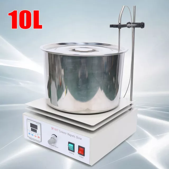10L Digital Heat-gathering Magnetic Stirrer Water Oil Bath Thermostat 0-1400Rpm