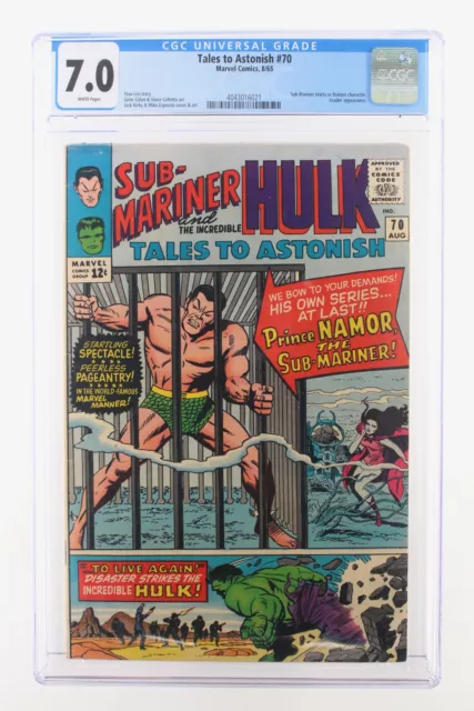 Tales to Astonish #70 - Marvel Comics 1965 CGC 7.0 Sub-Mariner starts as feature