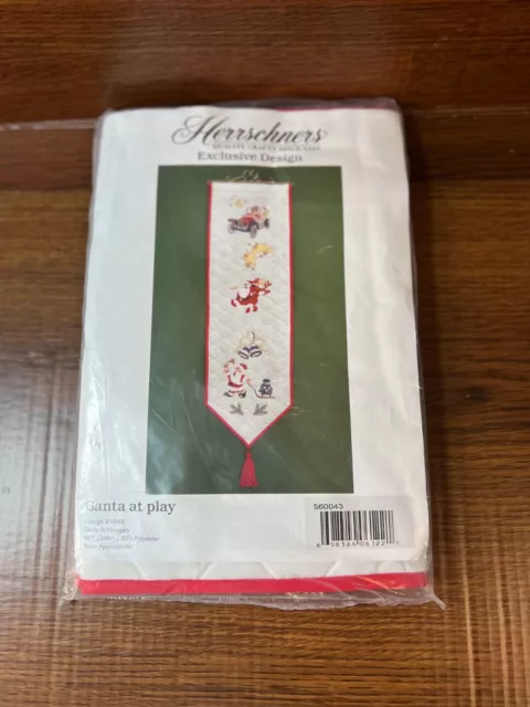 Herrschner's Santa At Play Embroidery Kit Wall Hanging Banner #21-043 Sealed