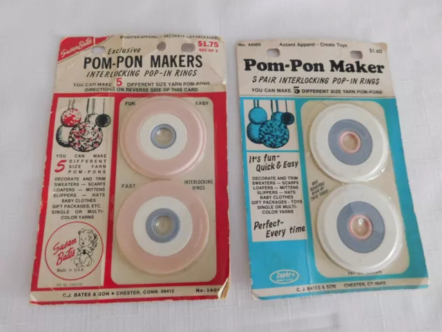 Pom-Pons vintage de 5 tamaños diferentes ~ nuevo en paquete hecho en EE. UU.