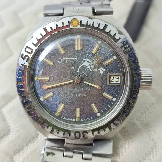 ⭐ Raro Orologio Vintage Sovietico VOSTOK AMPHIBIA DIVER Automatico 2416.B Made in URSS#