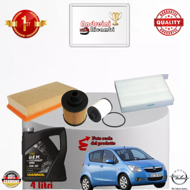 KIT TAGLIANDO FILTRI + OLIO OPEL AGILA II 1.3 CDTi 55KW 75CV DAL 2008 ->