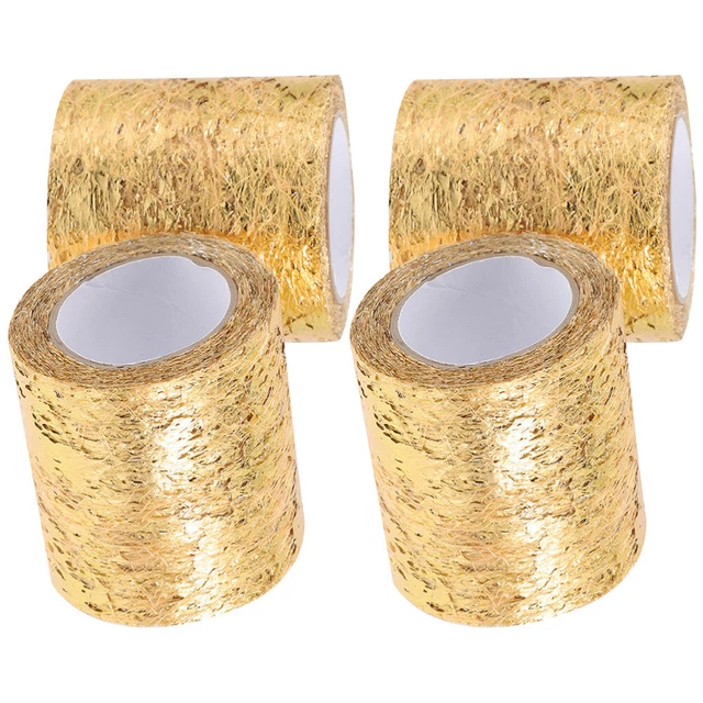 4 rollos de tul para regalo envoltura de tul dorado