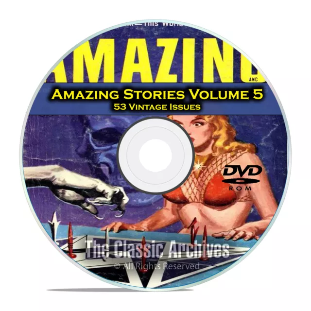 Amazing Stories Vol 5, 53 Vintage Pulp Magazine, Fiction, Hugo Gernsbeck DVD C35