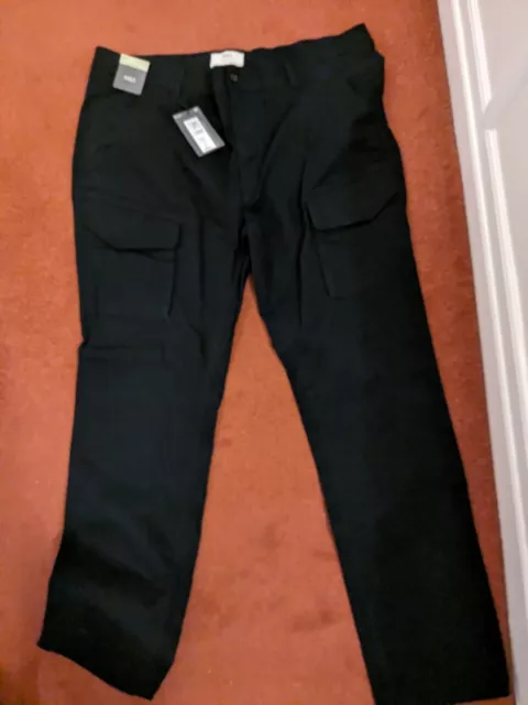 MARKS & SPENCER MENS SLIM FIT Black CARGO TROUSERS Waist 40” Leg 33”, Bnwt