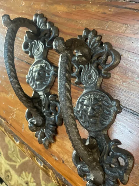 2 HUGE Cast Iron Antique Style FANCY Barn Handle, Gate Pull, Shed Door Handles 3