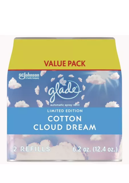 Glade Automatic Spray Refills Air Freshener Cotton Cloud Dream 6.2 Oz  2 Count