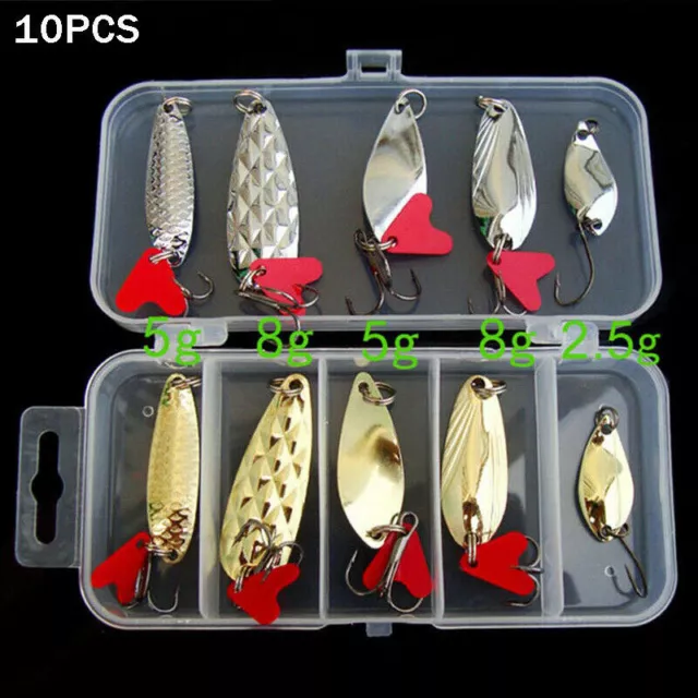 10pcs Mixed Colorful Trout Spoon Metal Fishing Lures Spinner Baits Bass Tackle 2