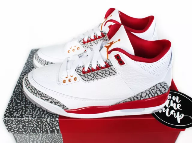 Nike Air Jordan 3 Retro rosso cardinale bianco 2022 UK 3 4 5 6 7 8 9 10 11 12 US nuove