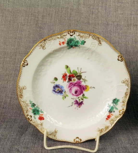 8157:MEISSEN Zierteller,NEUMARSEILLE,Ausschnitt große Blumen,Goldauflage,um 1930