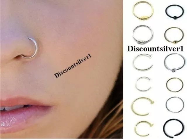 Sterling Silver Nose Ring Seamless Nose Hoop Rings | Safasilver