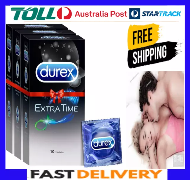 Durex Condoms - Extra Time for Extended Pleasure (10 Count Pack of 3 Total 30